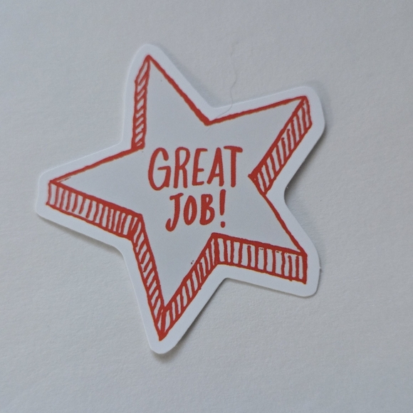 10/$10 Playful Red-Orange Star Sticker with Great Job Text - Picture 1 of 2